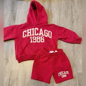 Zara Kids Chicago 1986 Hoodie And Shorts Set Sz 6